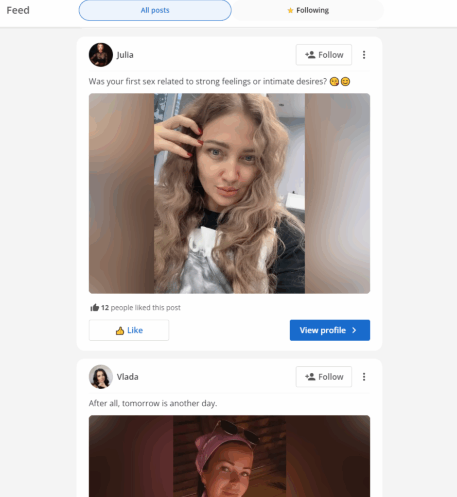 Newsfeed on AmoreDate