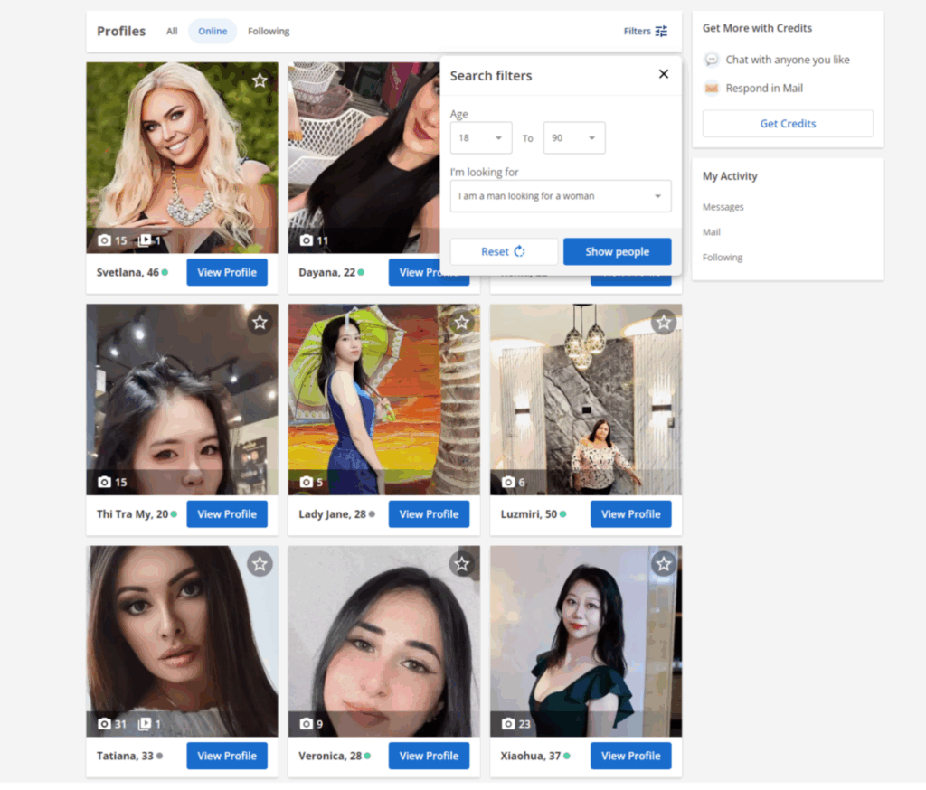 AmoreDate search tab